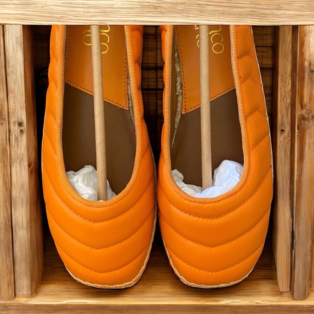 FRANCO SARTO KIYA ESPADRILLE LOAFER SZ 6.5M IN ORANGE LEATHER
